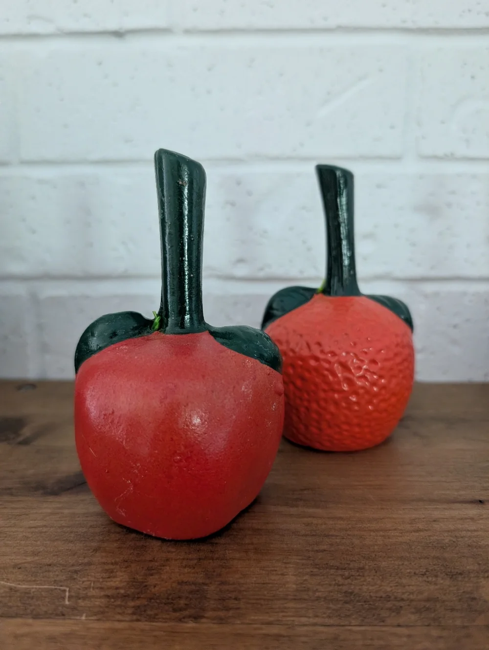 Fruit Hand Bells - Decorative Fun Retro Functional Home Decor - Orange And Apple